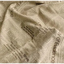 50x150cm Retro Newspaper Letter Printed Cotton Linen Patchwork Fabric Sewing Material DIY Handmade Quilting Patchwork C