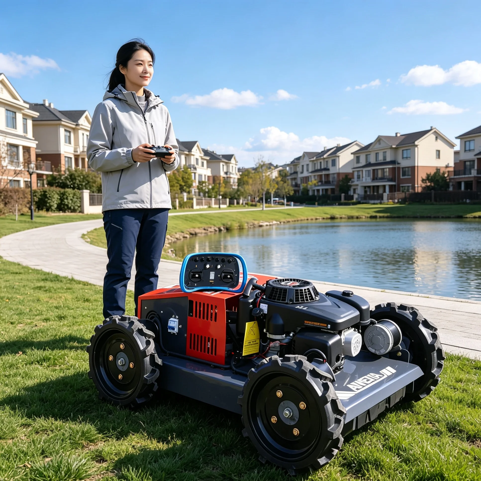 Customized for Tiny Resort Lawn Zones, 500W Wheeled Portable Lawn Mower, Quick‑Start Motor, Fast Grass‑Cutting Work For Scenic