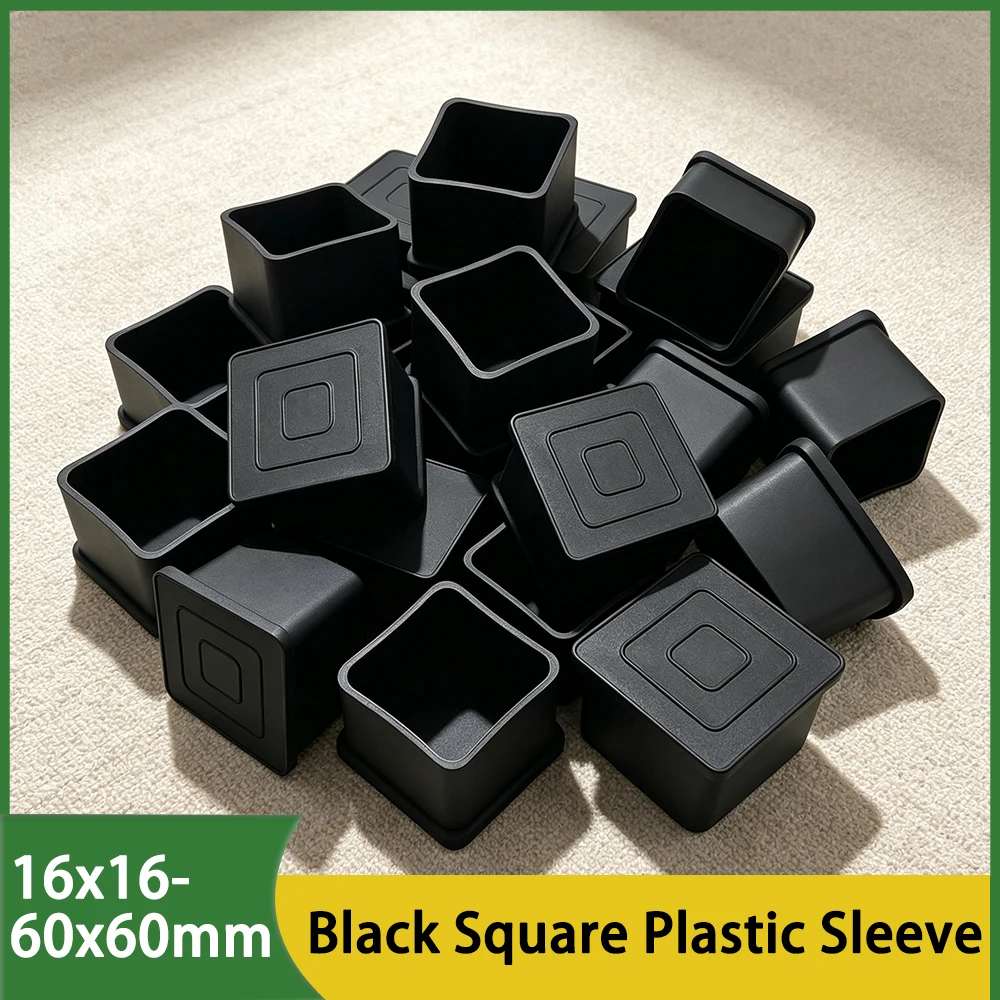 PVC Square Rubber Furniture Leg Caps 16-60mm Anti Slip Silent Table Chair Foot Pads Floor Scratch Protector Covers 2/4/8/10/20Pc