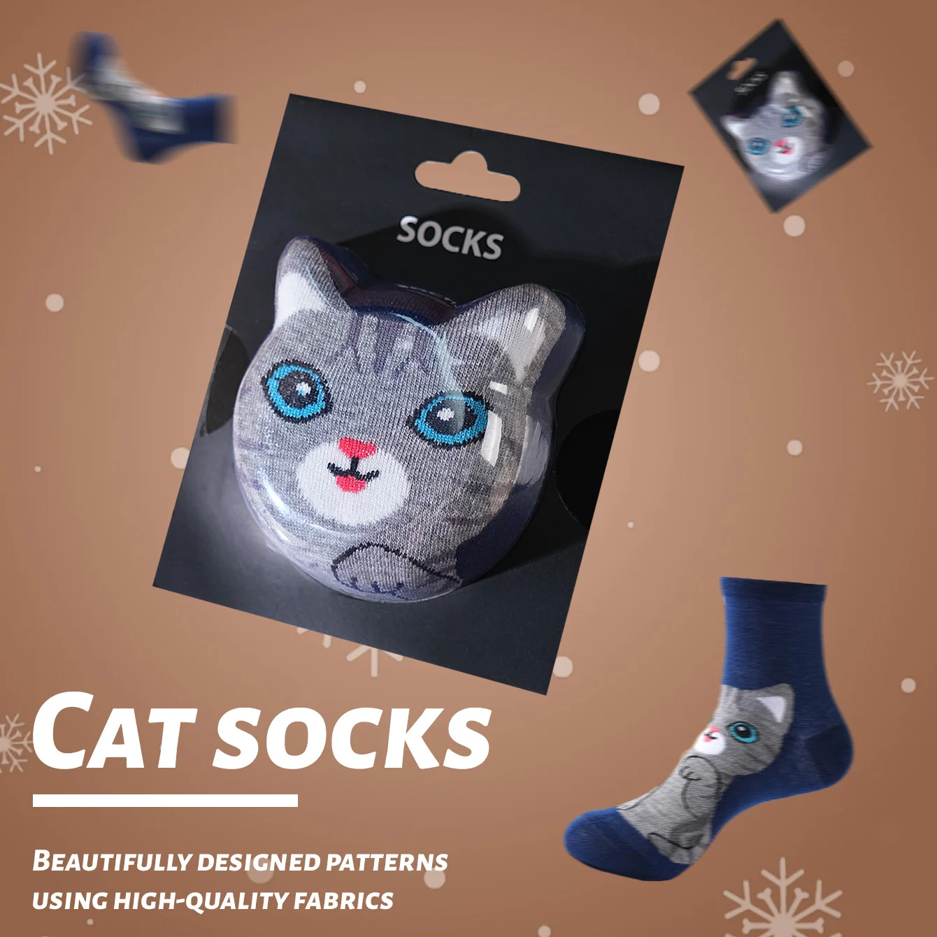 1 pair of unisex mid-calf socks with a novel and interesting animal cat design, gift box socks, creative socks, fashionable and trendy style, comfortable and breathable, suitable for parties, casual wear, Valentine's Day, Halloween, birthdays, Christmas, New Year, Thanksgiving, autumn and winter, all-season style, creative gift box
