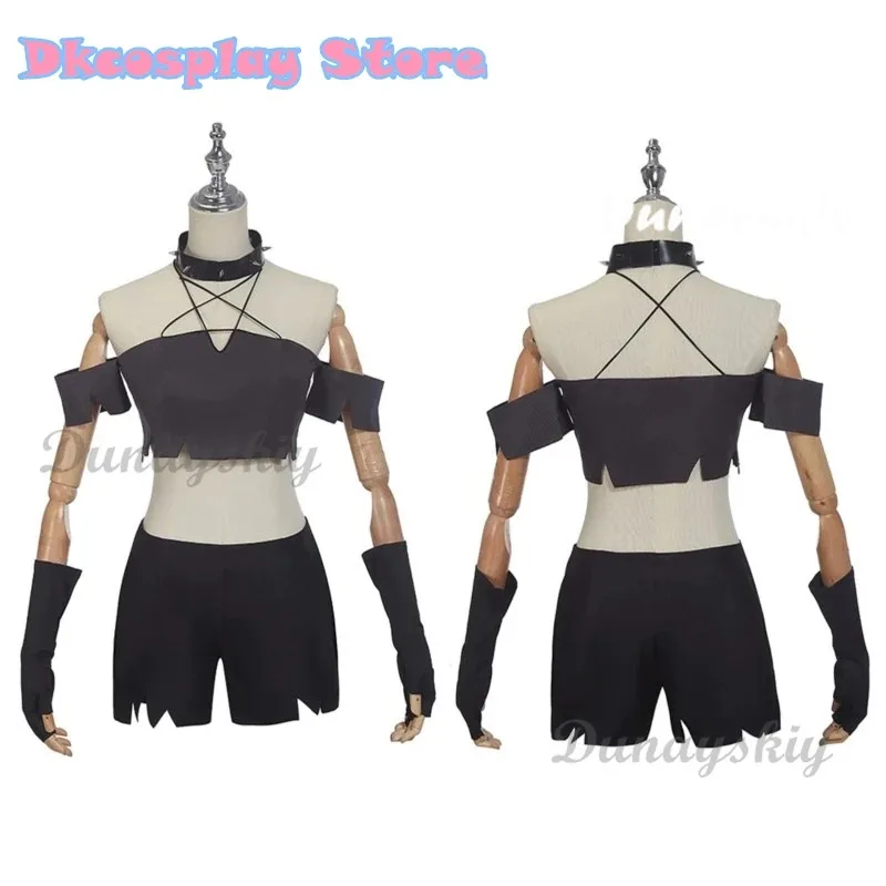 

dd54Helluva cos Boss Косплей Костюм для Лоона Лоона Тони Женский жилет на шею Шорты Черный униформа Костюм Хэллоуин Вечеринка Наряд