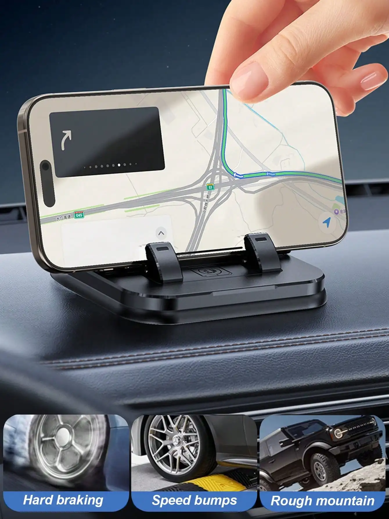 2-in-1-Auto-Handyhalterung und Parkplattenhalter – Klebeinstallation, 360 °   Rotation, Anti-Shake & Stabil, Faltbares Design