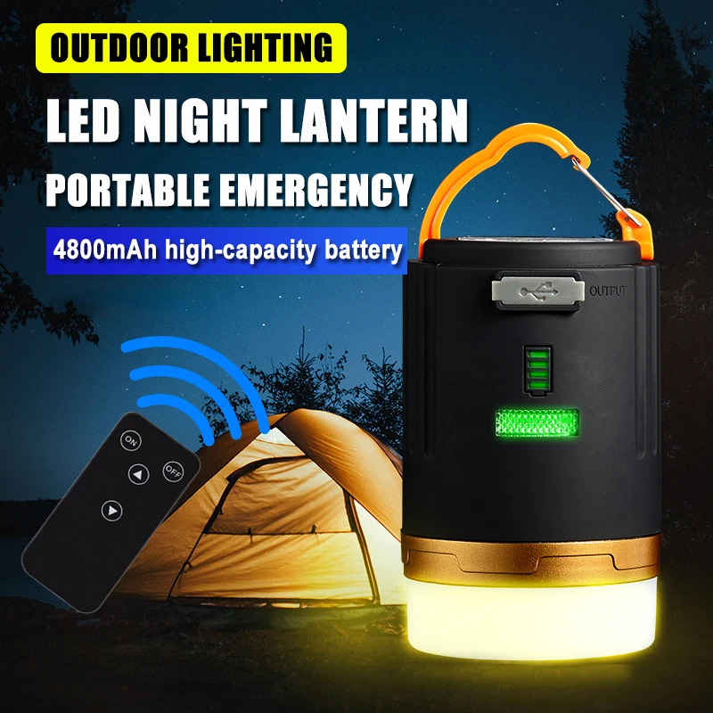 Camping Light Waterproof IPX6 Tent Lamp Portable Lantern LED Night Light Remote Control Working Light Built-in Recharge Battery