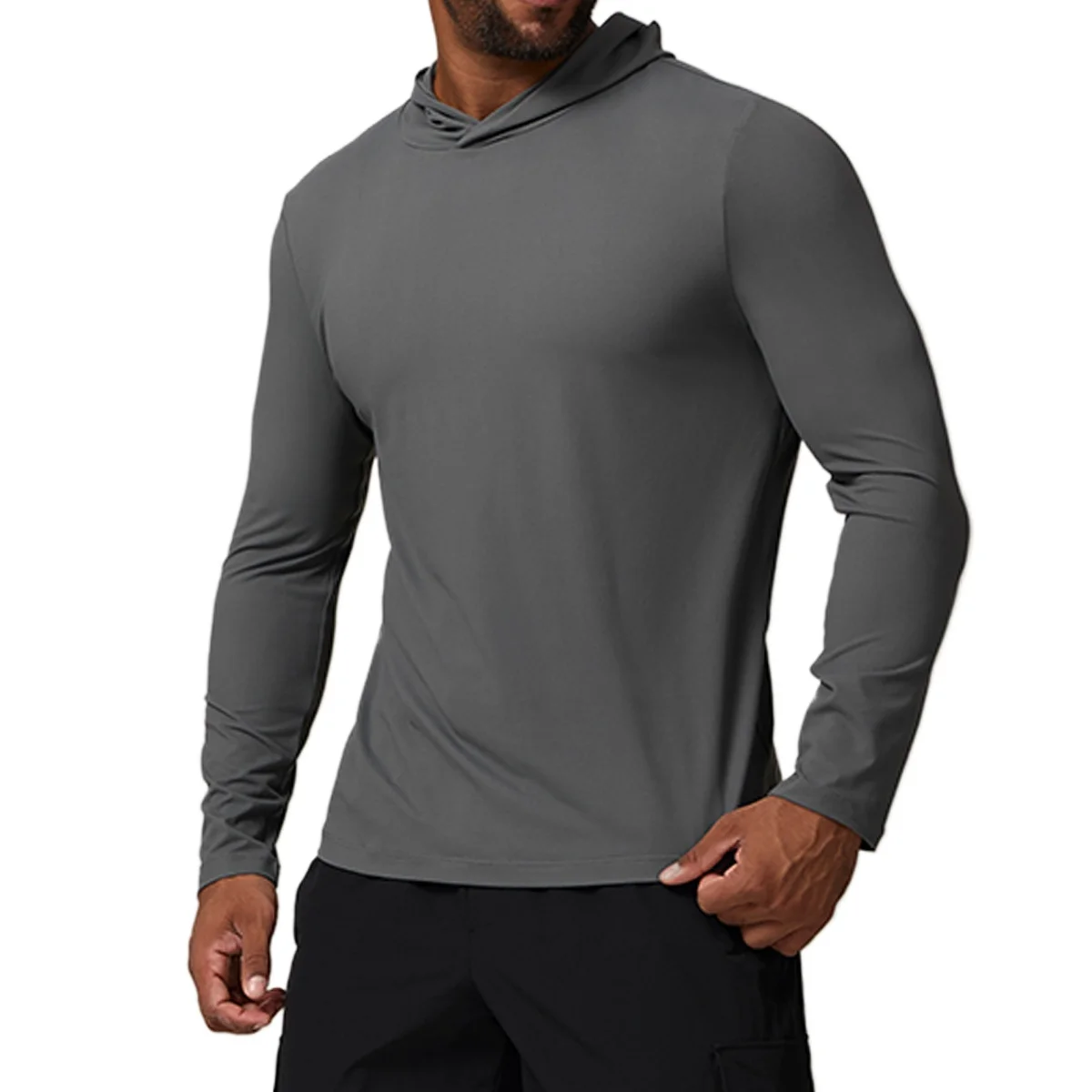 Personalized LOGO Custom men's sports and leisure hooded quick-drying long-sleeved T-shirt running fitness sports outdoor jumper
