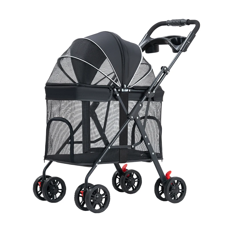 Popular Outdoor Folding Lightweight Separable Pet Strollers Small Dogs Stroller Pet Carrier Trolley Detachable Trolley for Dogs