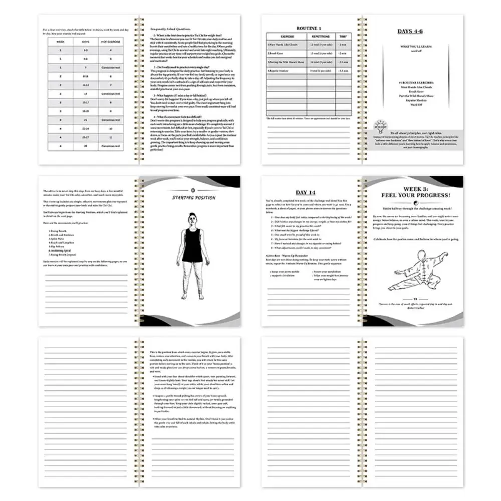 Lose Weight Tai Chi Practice Book Illustrated 28-day Plan Martial Arts Exercise Manual Self-Study 10 Minutes Daily