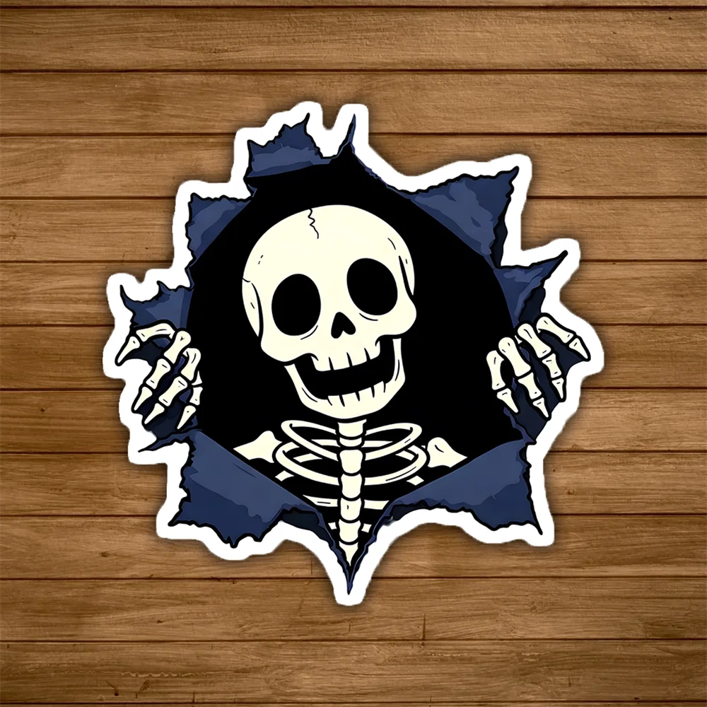 10PCS Kawaii Skeleton And Playful Spooky-Inspired Graphic Sticker Cute Halloween Stickers For Laptop Water Bottles And Car Phone