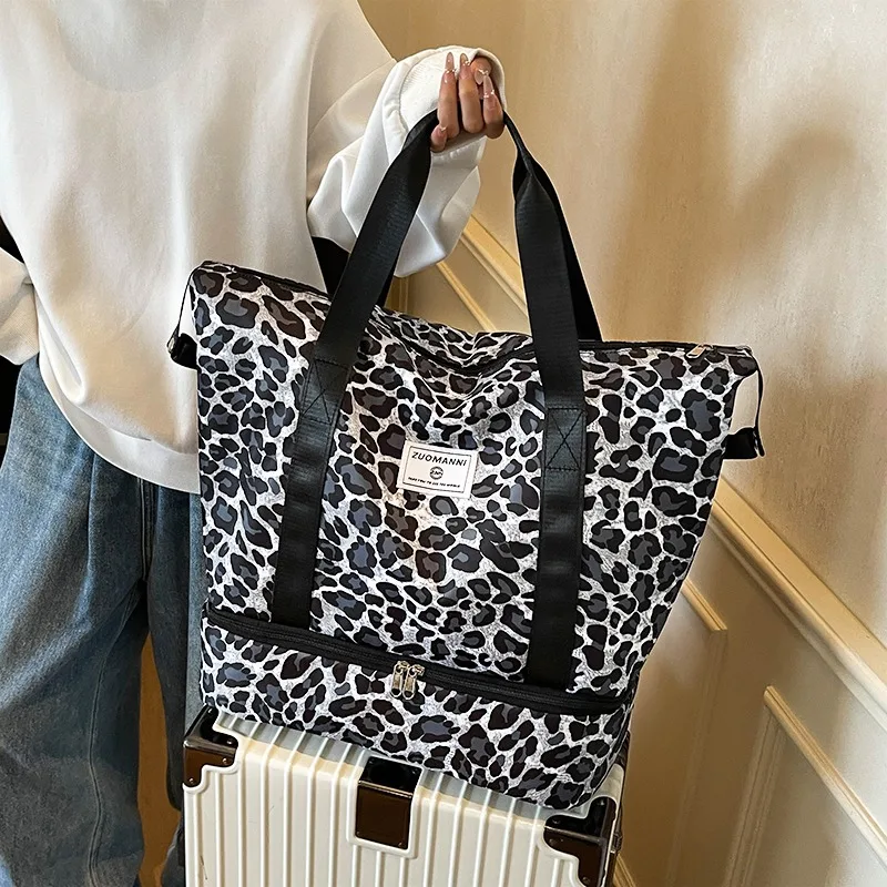 Modische Leopardenmuster-Reisetasche Sport- und Fitnesstasche Yoga-Handtasche Geeignet für Reisen, Fitness, Tourismus, Yoga und Andere Aktivitäten – Detail 8