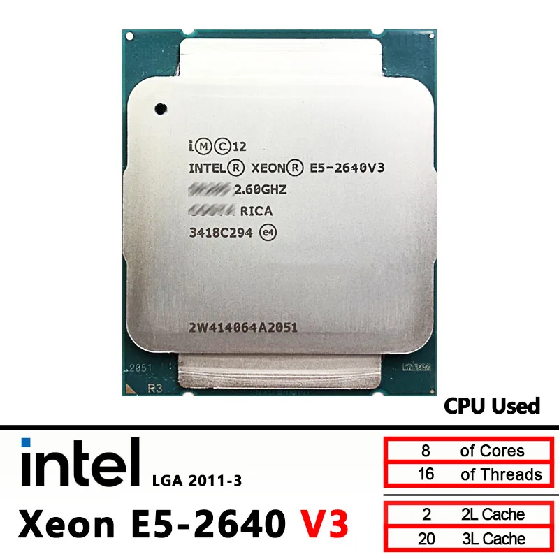 Intel Xeon E5 2640 V3 E5 2640V3 مستعمل 2.6 جيجا هرتز ثماني النواة 16 عدد الخيوط المقبس 2011-3 / R3 / LGA2011-3 #3