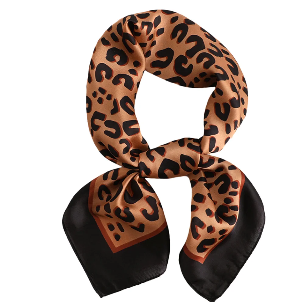 Leopard Silk Scarf Bag Accessory Thin Square Gift for Women Hair Kerchief Girl Miss Woman