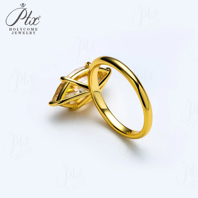4ct Marquise-Schliff Ring Moissanit Champagnerfarben 925 Sterling Silber Hochzeit Ewige und Romantische Liebesband Holycome Schmuck – Detail 5