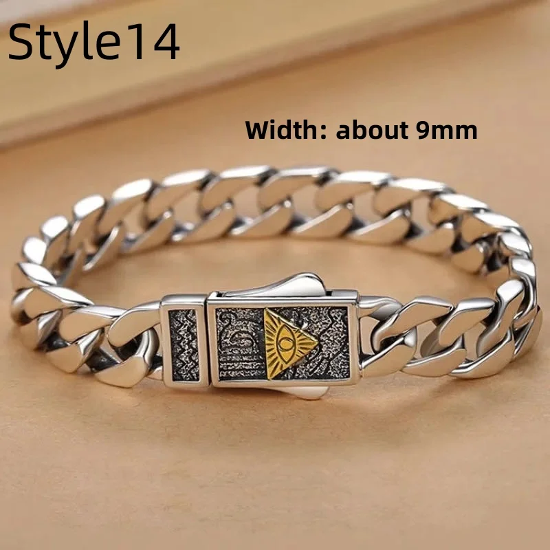 New S925 silver gloss simple hand-woven bracelet chain width 3/4.5/5/6/9mm everything classic fashion bracelet for men and women