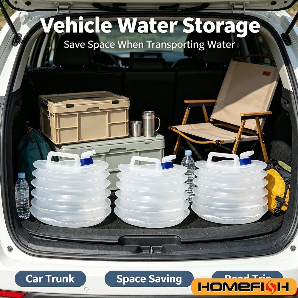 Portable Collapsible Water Storage Bucket  5/10/15L Folding Tank for Emergency Outdoor Camping Hiking  Vehicle Use