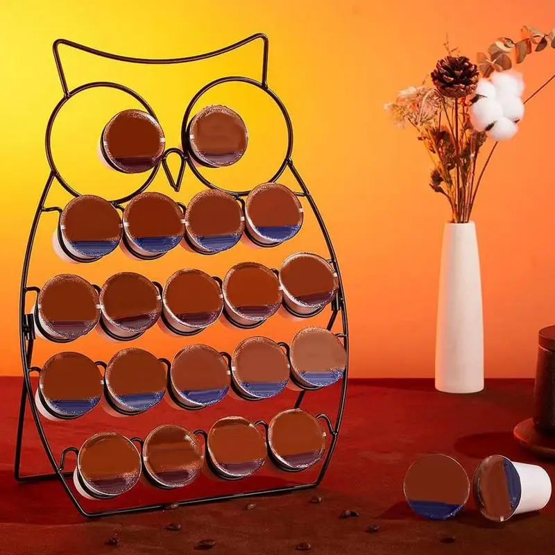 Coffee Pod Storage Rack Owl Shape Espresso Pod Keeper Storage Detachable Espresso Pod Rack Stand Holds 20 Pods For Kitchen