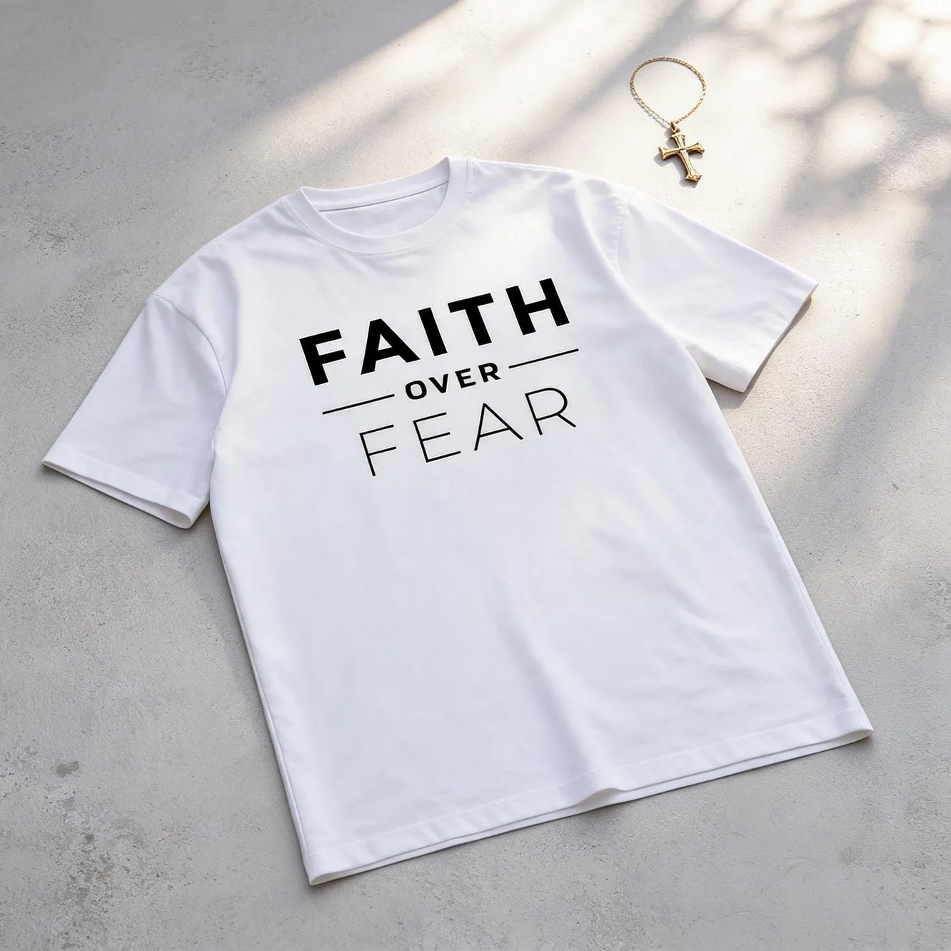 Mens Clothes Faith Letter Graphic Print White TShirt, Unisex Casual Crew Neck Tshirt, Plus Size Men's Clothing 5XL, Lightweight 220gsm Knit Fabric, Machine Washable, For Spring/Summer/Fall/Christmas/Easter/Thanksgiving