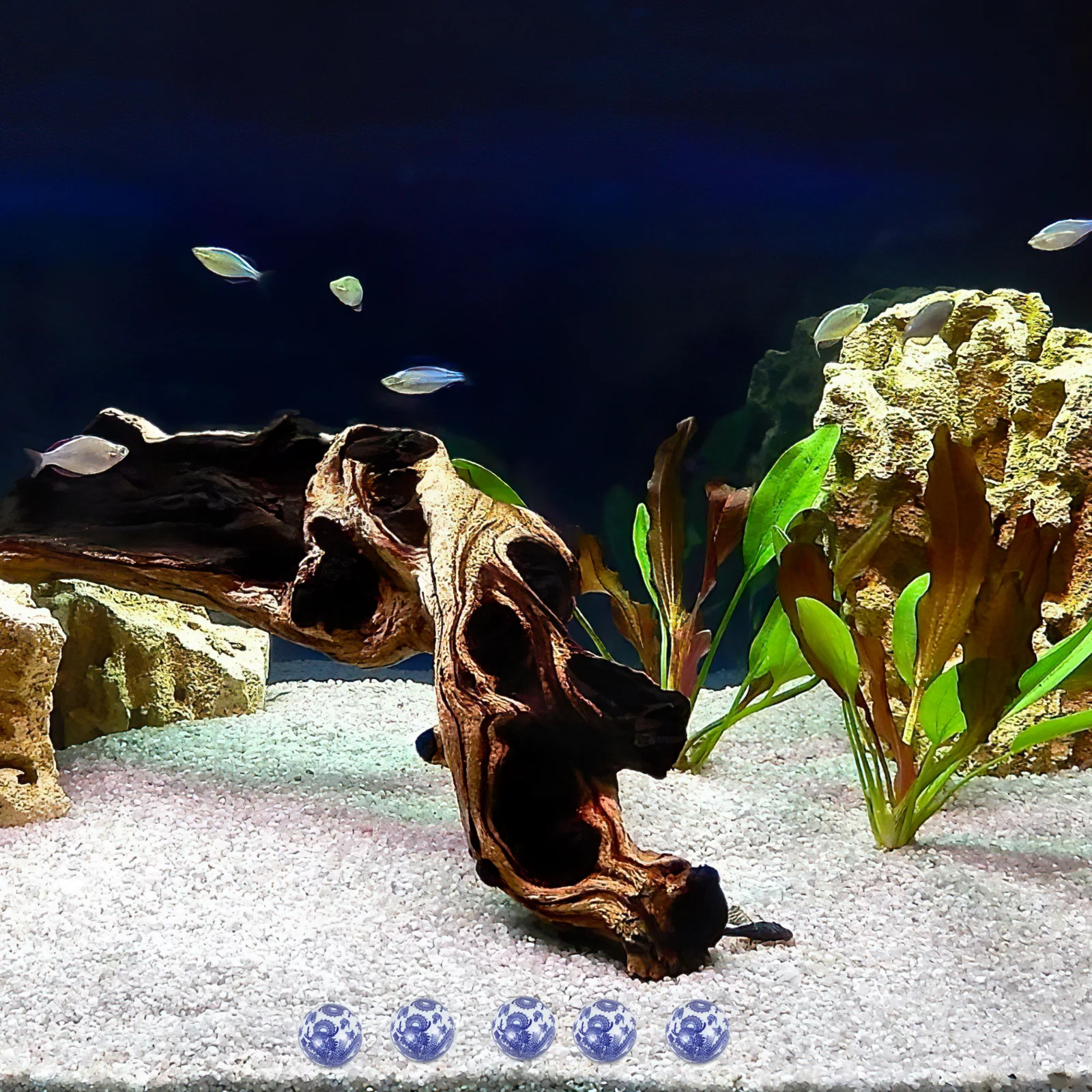 

Ceramic Floating Aquarium Ornament Decorative Ball Bright Fadeless Fish Tank Decor Lifelike Simulated Landscape Floating Balls