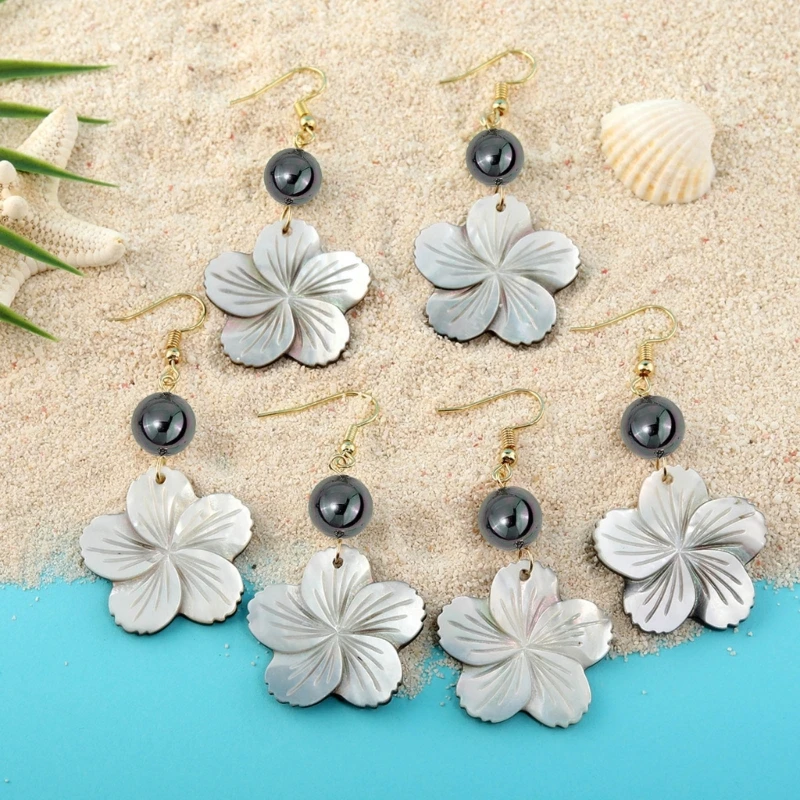Women Earrings Balck Natural Shell Ear Rings Ornament Jewelry for Party Birthday A0KD image 4