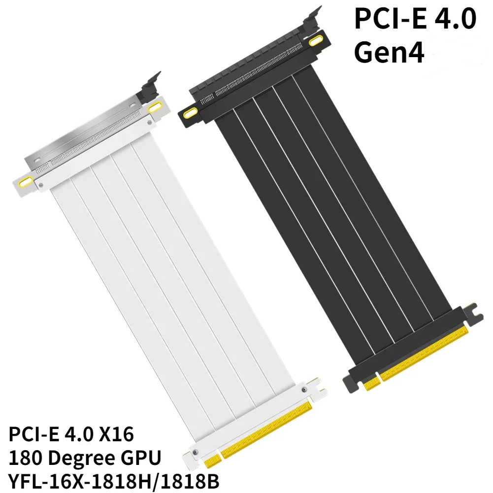 Imagem -02 - Cabo de Extensão Riser Video Card Cabo Flexível Blindado Gpu de Montagem a 90 ° sem Perdas Preto ou Branco Gpu Pci-e Express 4.0 16x Gen4