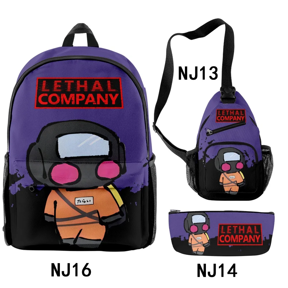 

Hip Hop Popular Novelty Funny Lethal Company 3D Printed 3pcs/Set pupil School Bags Travel Laptop Backpack Chest Bag Pencil Case