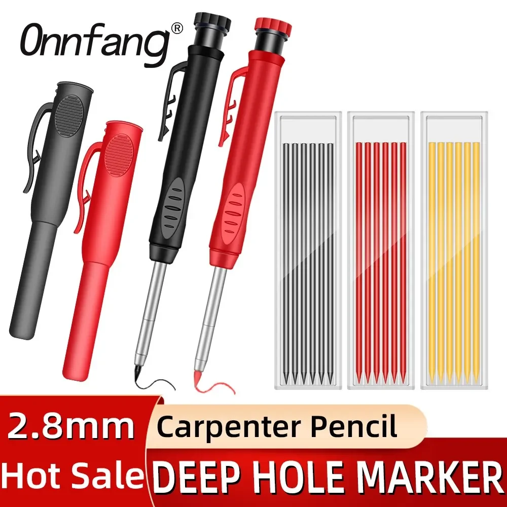 Deep Hole Marking Pencil Solid Carpenter Pencil Scriber Refill Carpenter Scriber 2.8mm Mechanical Pencil Woodworking Tools