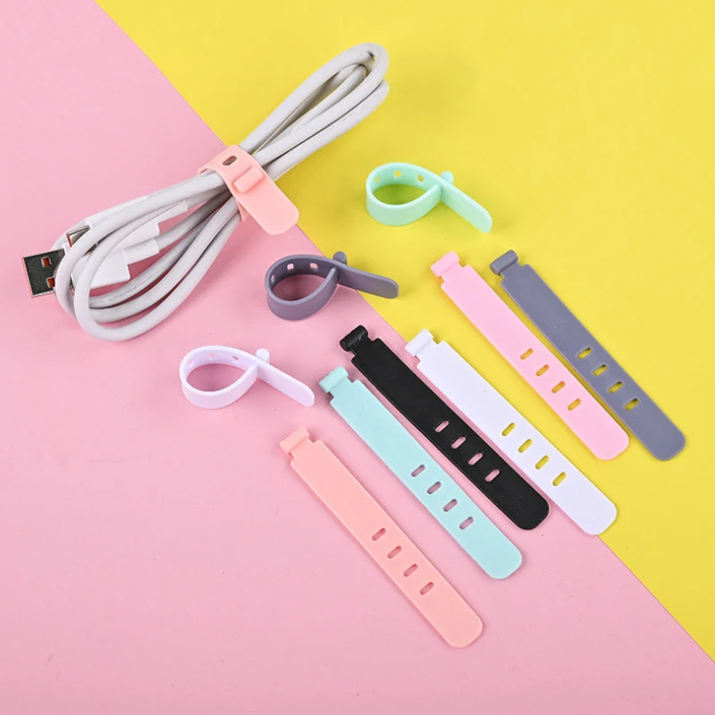 4/12/20PCS Silicone Headphones Cable Winder Straps Soft USB Wire Cable Tie Storage Holder Organizer Earphone Clips Reusable Ties
