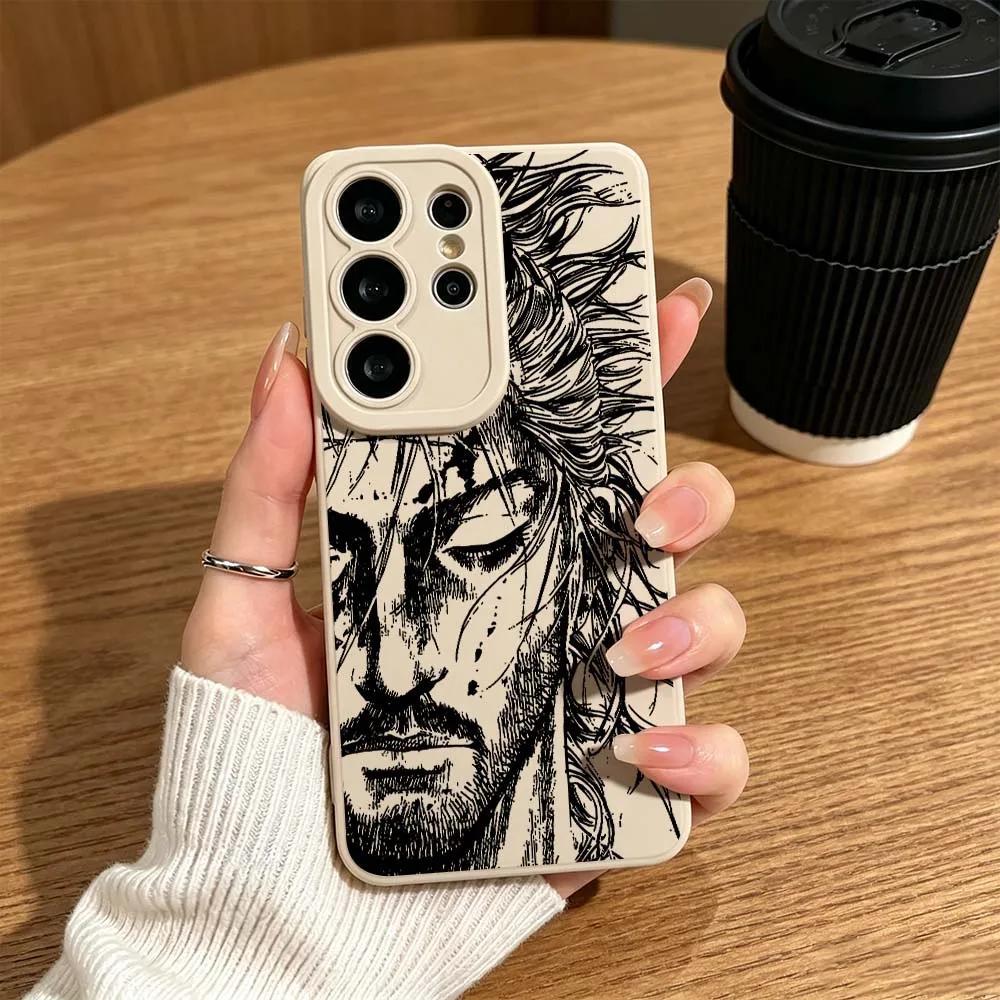 Long Hair Man Face For Samsung Galaxy S26 S25 S24 S23 S22 S21 S20 Ultra Plus A15 A35 A54 A55 Soft Cover Phone Case