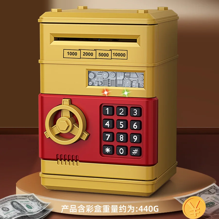 Tirelire multifonctionnelle pour enfants, éclairage d'ambiance, mot de passe créatif, déverrouillage automatique, coffre-fort d'argent, jouets