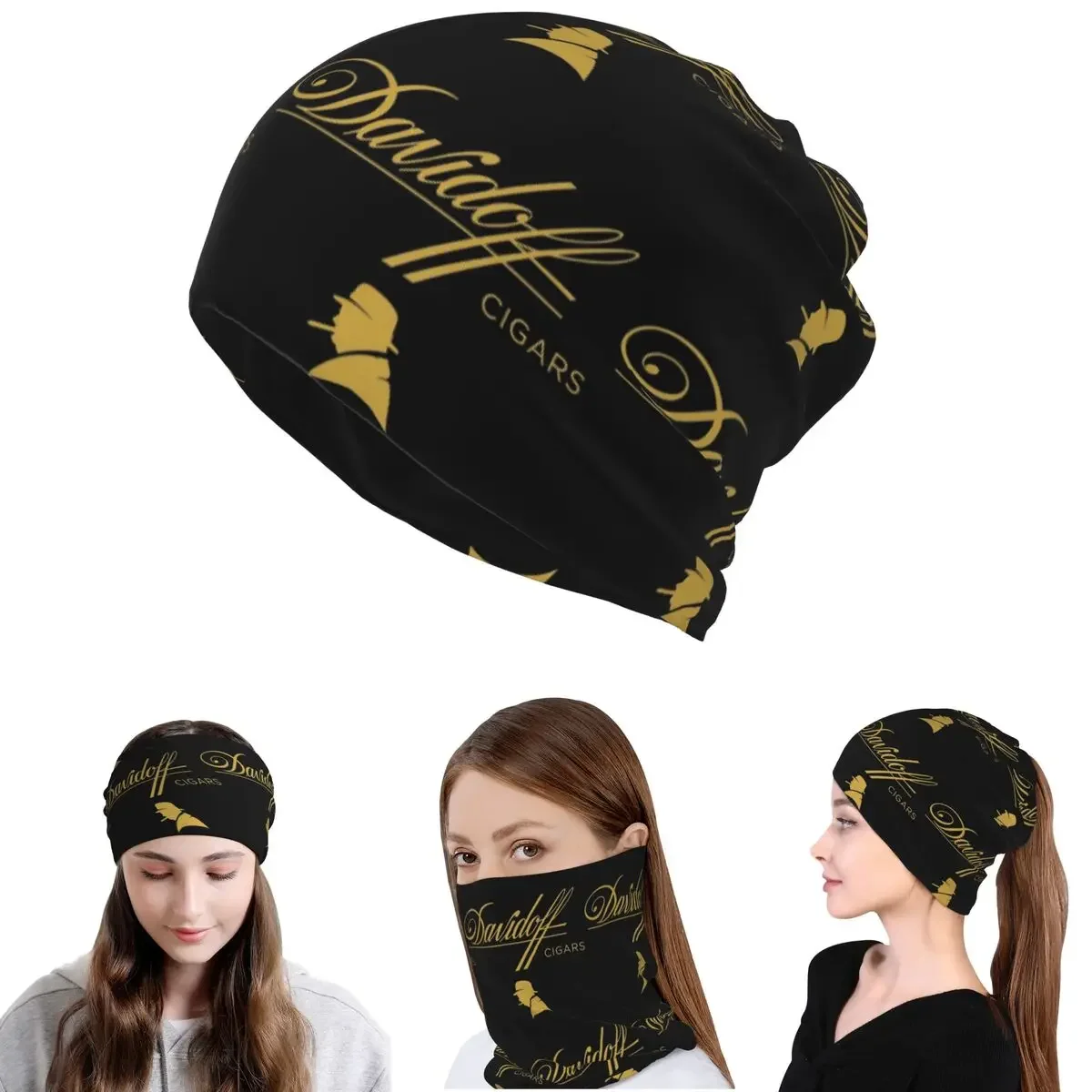 Davidoff Cigars Black Bandana - Bufanda para el cuello, pasamontañas cálido, gorro unisex para adultos, transpirable