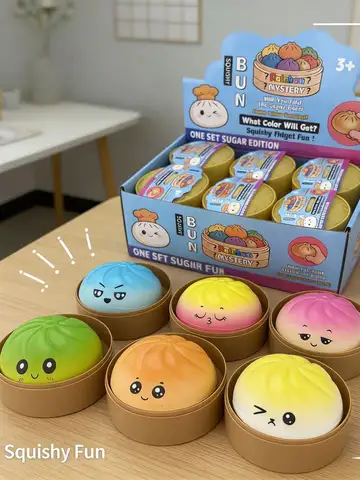 "1-Pack" and "2-Pack" Colorful Soft Squishy Blind Boxes, Suitable for Playing, Displaying, Daily Entertainment, and Decoration, Pu Toy Soft Simulation Squishy Stress-Relief Gadget, Small Steamer Model for Hand-Squeezing Stress Relief (Package Style Is Random)