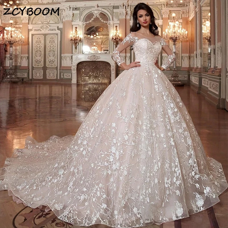 

Exquisite Sweetheart Appliques O-Neck Elegant Ball Gown 2024 Weding Dresses for Women Court Train Party Dresses Prom Dress