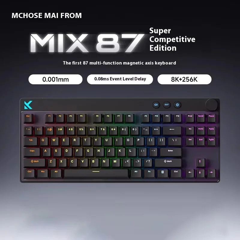 Mchose Mix87 Magnetic Swtich Keyboard Wired Gaming Keyboard 8K+256K Esport 0.08ms Low Latency E-Sports Custom Gamer Accessories