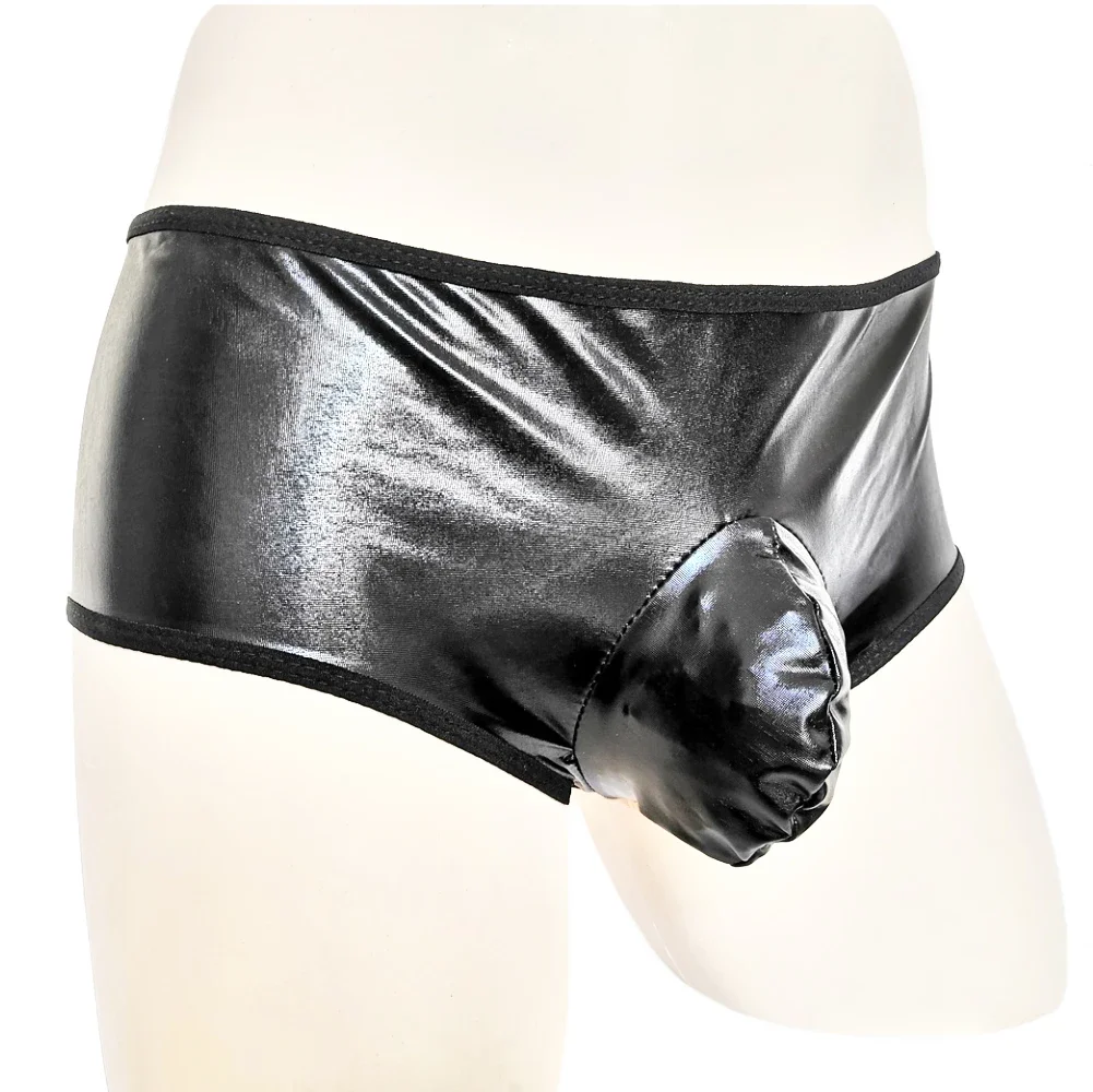 

Sexy Gay Men Backless Leather Boxers Underwear Open Butt Men's Faux Leather Boxershort Underpant Convex Penis Pouch Male Panties