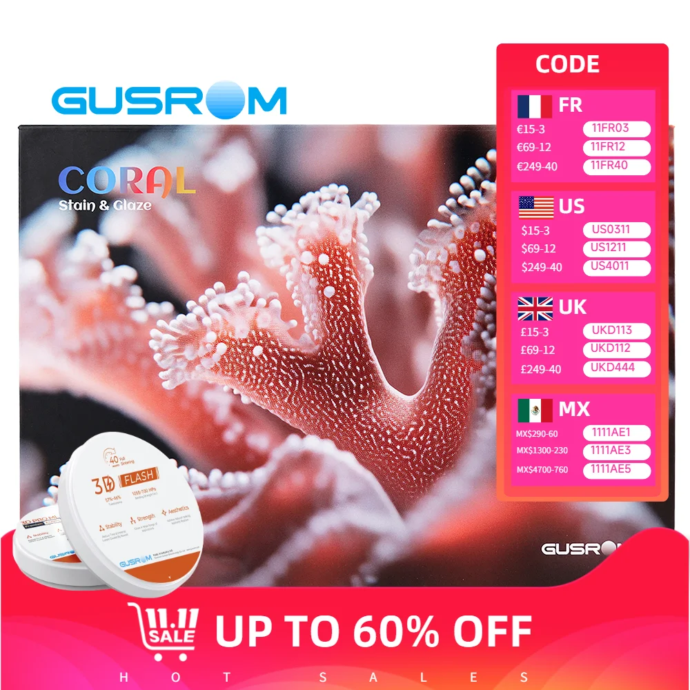 

GUSROM Dental Zirconia Stain and Glaze Paste Kit Low Temperature Porcelain Color Glazing Material Dental Lab Porcelain Coloring