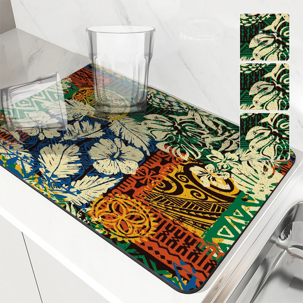 Kitchen Drying Mat Paisley Dry Coffee Mat Absorbent  Placemat Anti Slip Table Cup Drying Mats Table Decoration Accessories