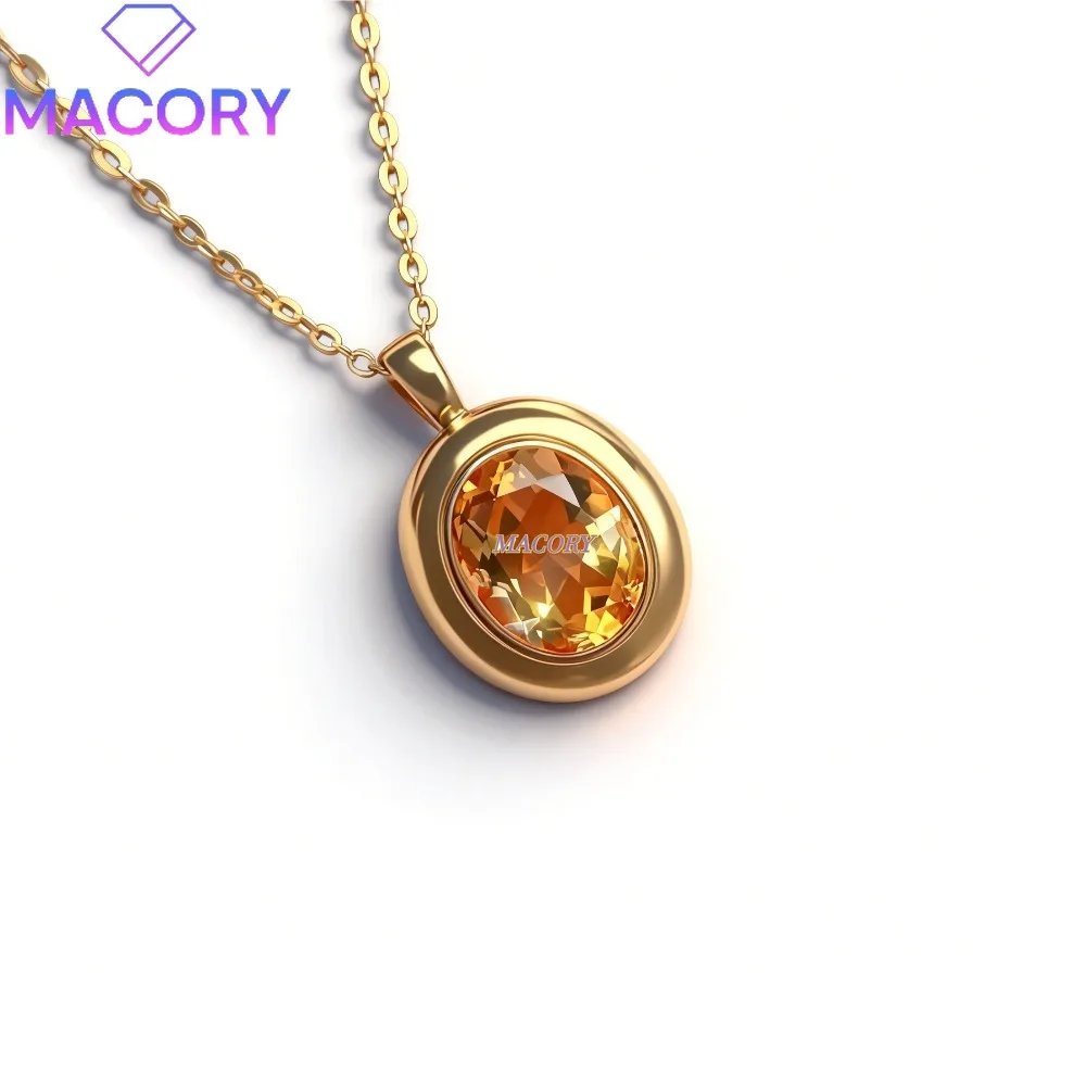 

Natural Yellow Crystal Necklace S925 Sterling Silver Jewelry Exquisite and Elegant Accessories Valentine's Day Anniversary Gift