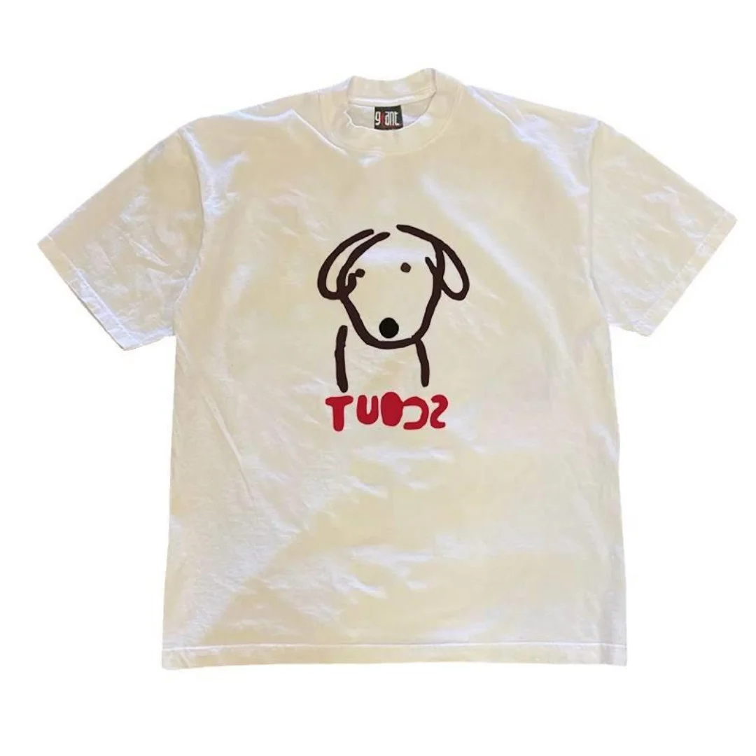 

Футболка с принтом щенка в стиле хип-хоп, летняя модная футболка для отдыха, высококачественная универсальная дышащая спортивная мужская и женская футболка из чистого хлопка