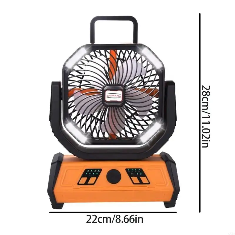 بطارية مروحة التخييم متعددة الوظائف ضوء 10000 مللي أمبير في الساعة مع نسيج بلاستيكي مناسبة لتعزيز دورة الهواء N58D