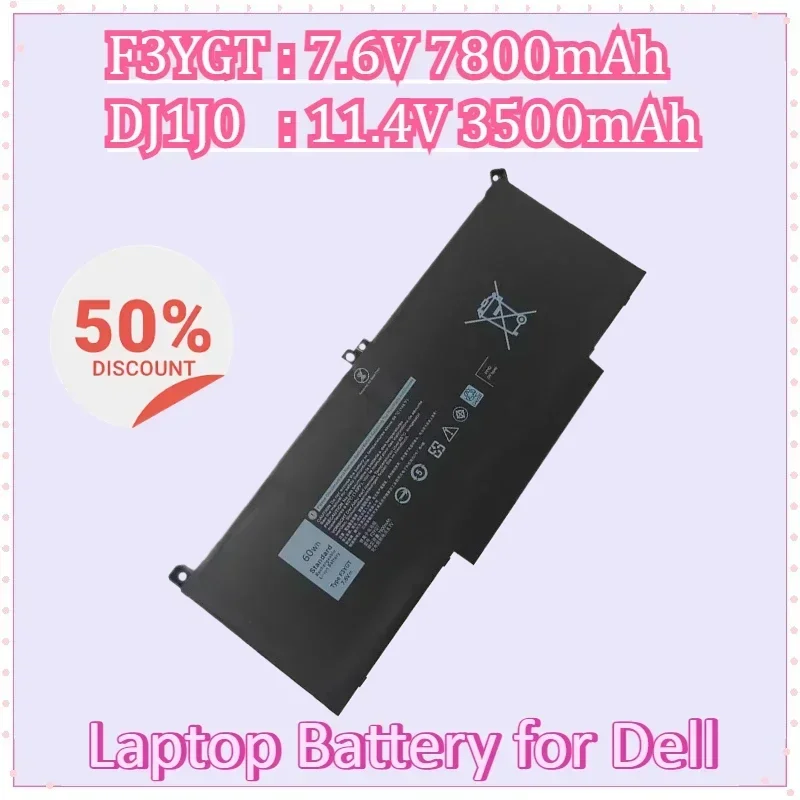 

F3YGT DJ1J0 Laptop Battery for Dell 7480 2X39G Latitude 12 7000 7280 E7290 E7380 E7390 7290 E7280 13 7000 7380 7390 14 7480 7490