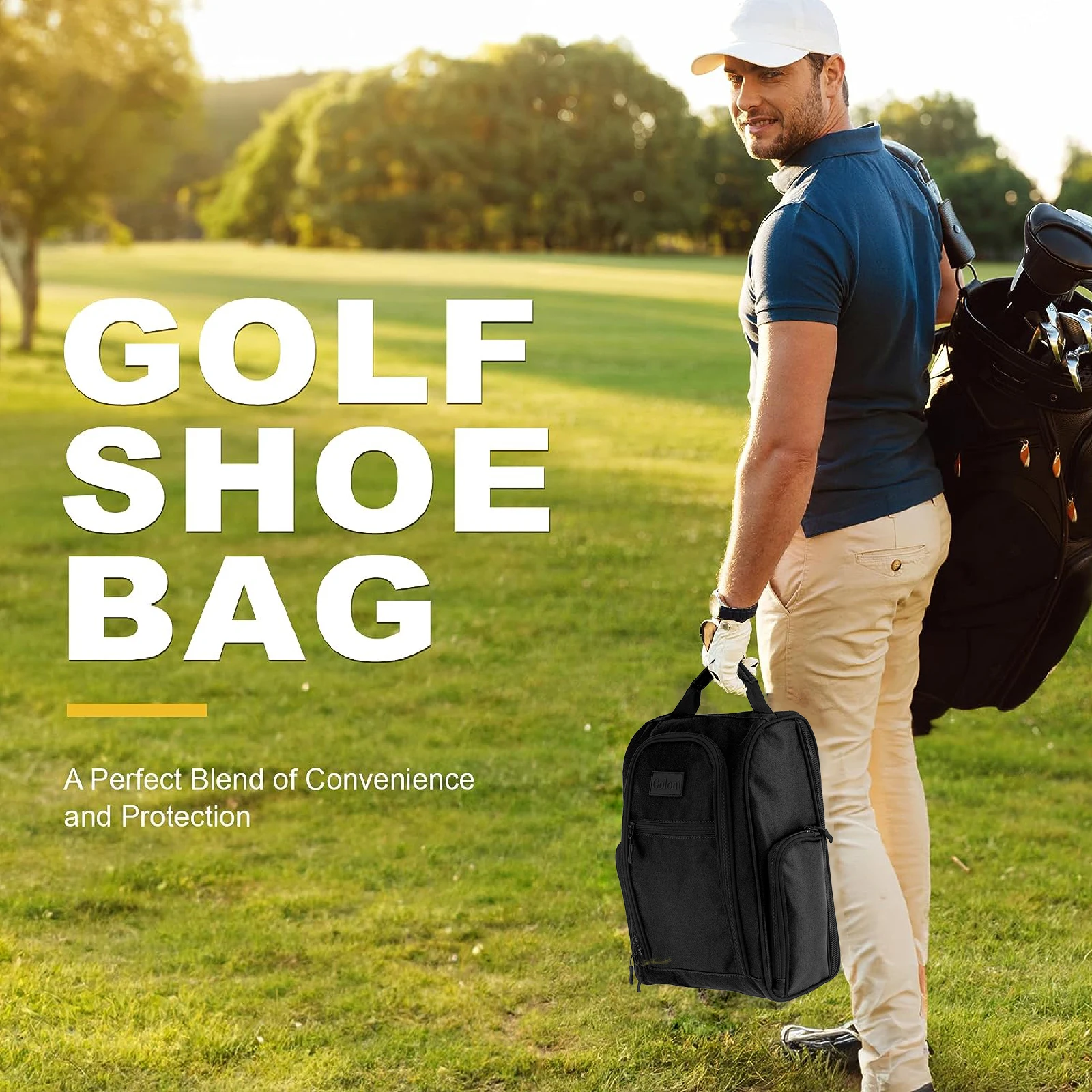 Bolsa de zapatos de Golf ventilada para hombres y mujeres, bolsa de zapatos de viaje acolchada, bolsas de transporte de zapatos deportivos con accesorios laterales, bolsillos para calcetines