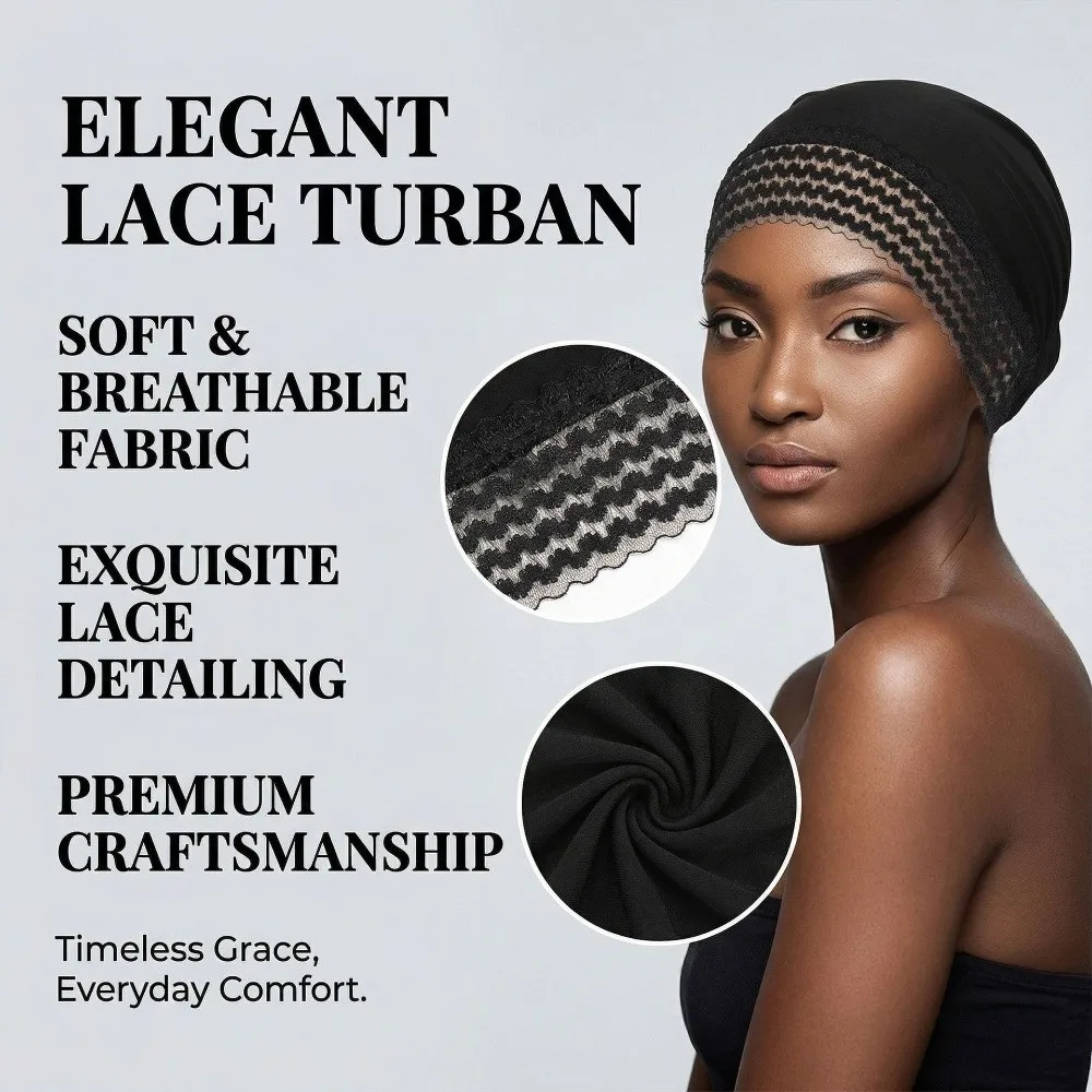 Fashion Lace Flower Headwrap Cap Full Coverage Breathable Bonnet Hat Comfortable Fit Elastic Headband Cap Daily Casual Wear