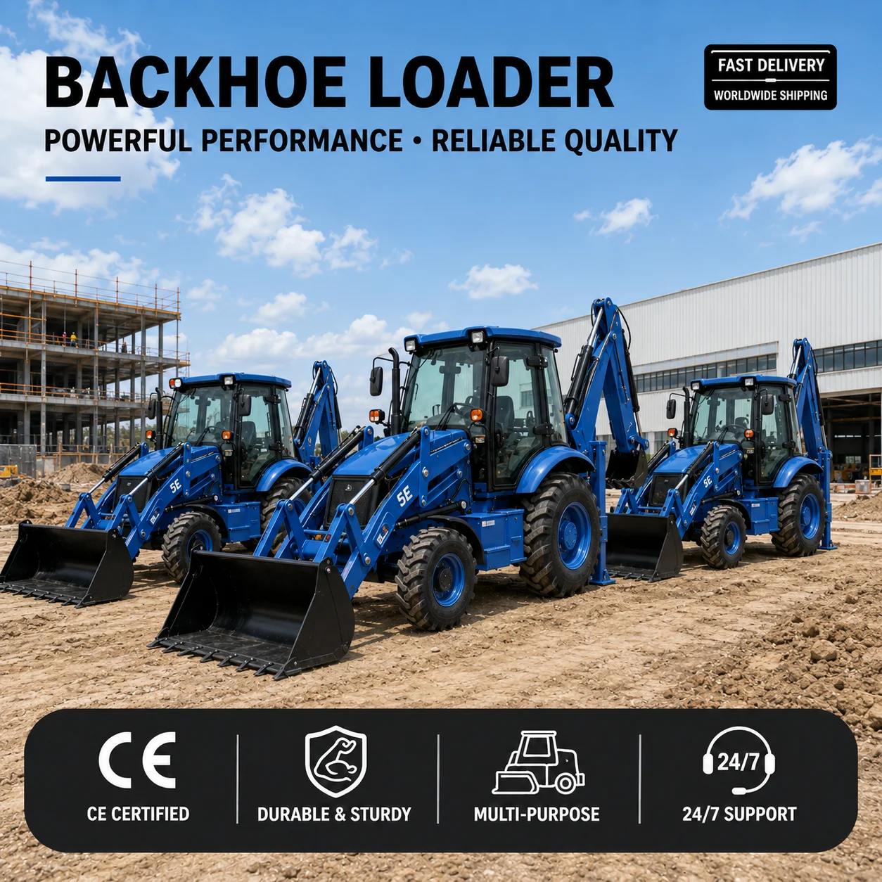 Professional Wheel Backhoe Loader 3CX Hydraulic Loader Excavator for Farm Landscaping Construction Projects