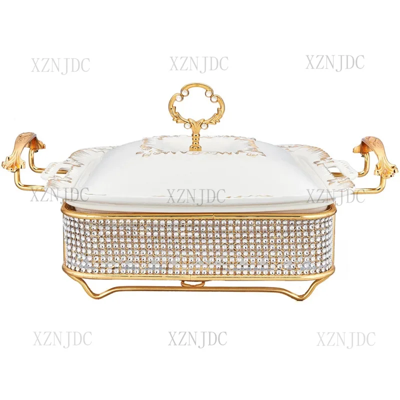 

Buffet Hotel Restaurant Food Heating Container Creative Square Ceramic Alcohol Stove