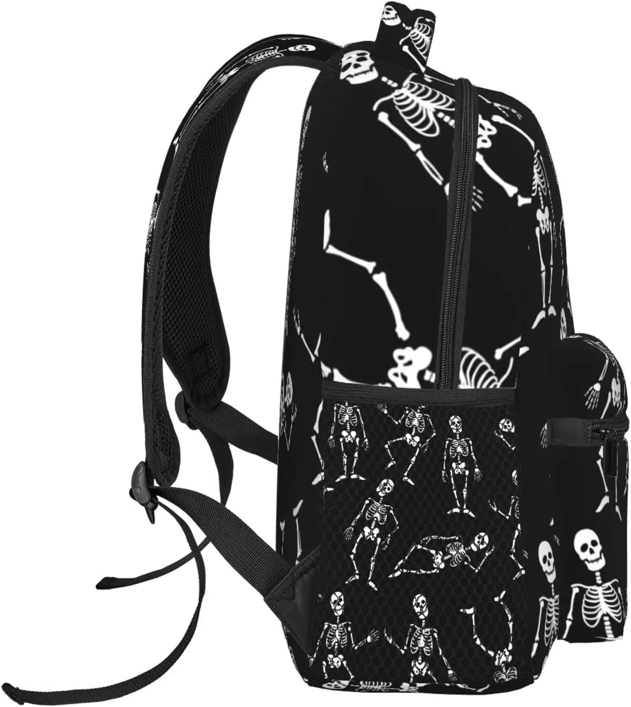 Black Skeletons White Funny Pattern Stylish Casual Backpack Purse Laptop Backpacks Pockets Computer Daypack For Business Travel