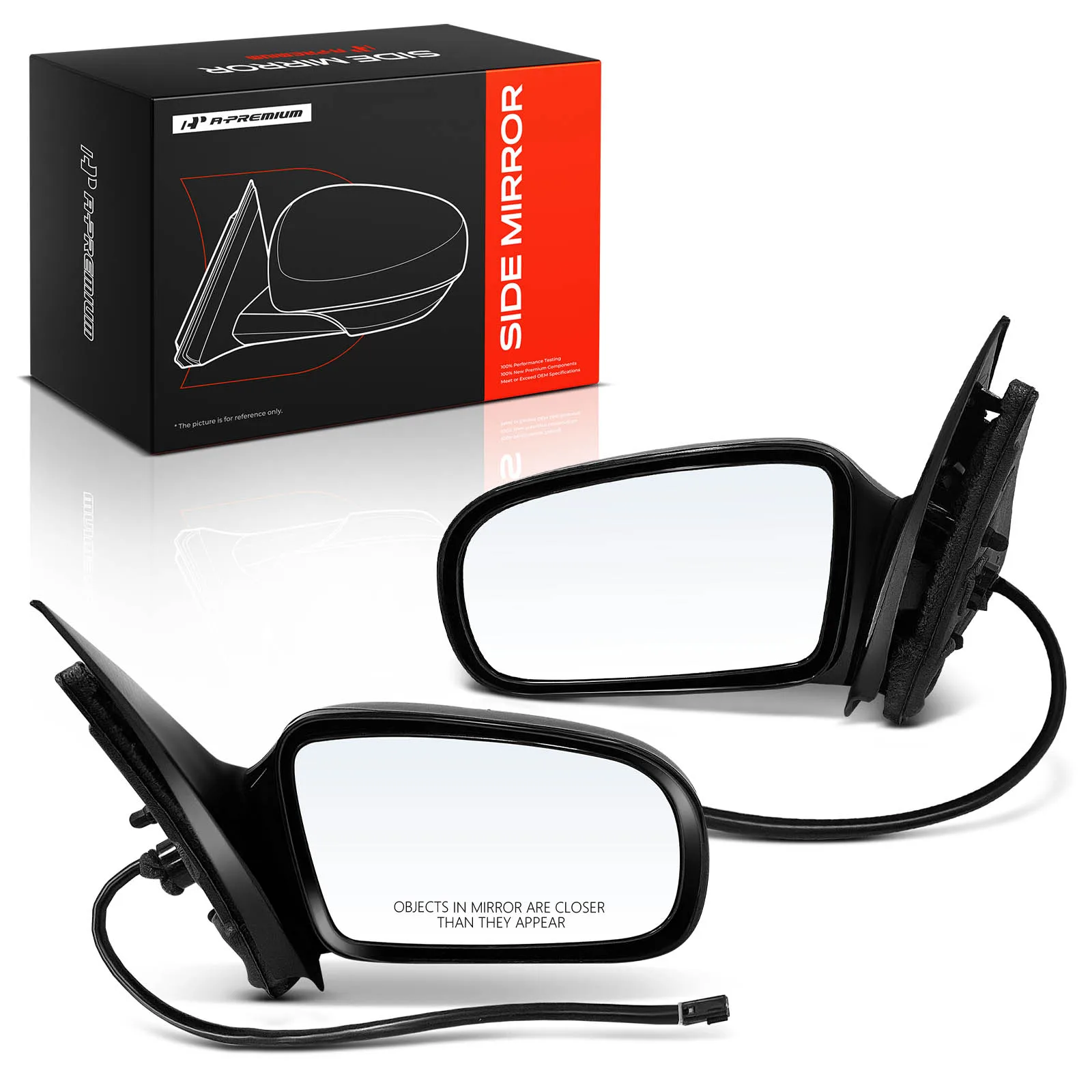 A-Premium Pair Power Door Mirror for Pontiac Sunfire 1995-2005 Chevrolet Cavalier 1995-2005 Non-Folding Smooth Black