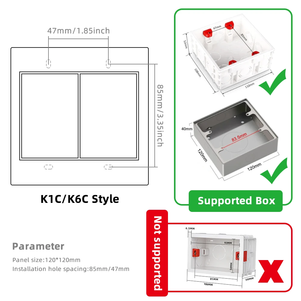 Viswe Doppelst ecker America Universal steckdose mit USB-Ladegerät Typ C, 120*120mm Glasscheibe, Wand steckdose und Schalter leuchte