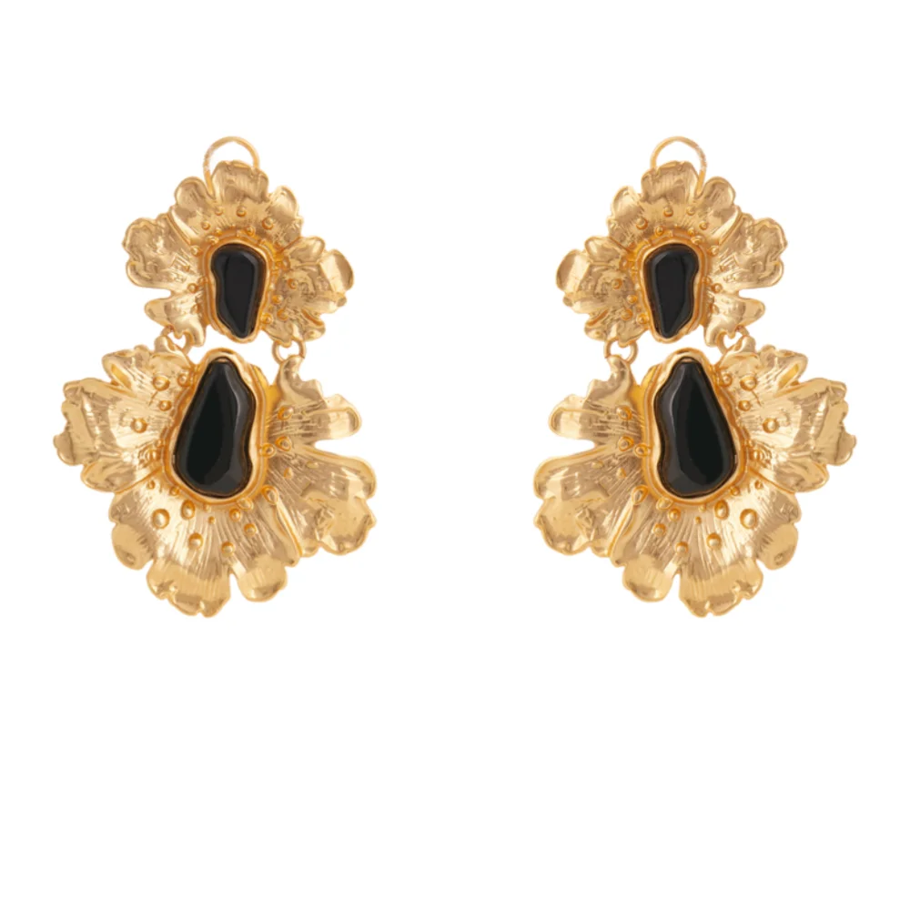 Vintage color blocked flower earrings high fashion Festival Ladies' earrings Party Jewelry