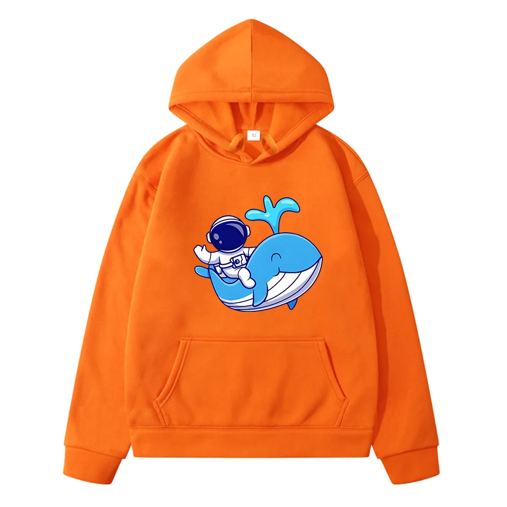 Astronaut Whales Autumn/Winter Top Printed Hoodies Anime Streetwear Harajuku Casual Hooded Pullover Sweatshirts for Girls/Boys