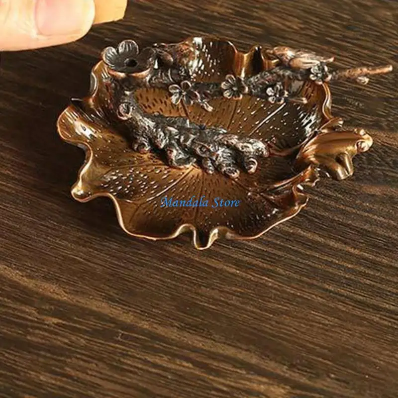 

U2JC Metal Frogs Waterfall Incenses Cones Burners Tree Branch Backflow Incenses Holders Vintage Incenses Censers Home Decors
