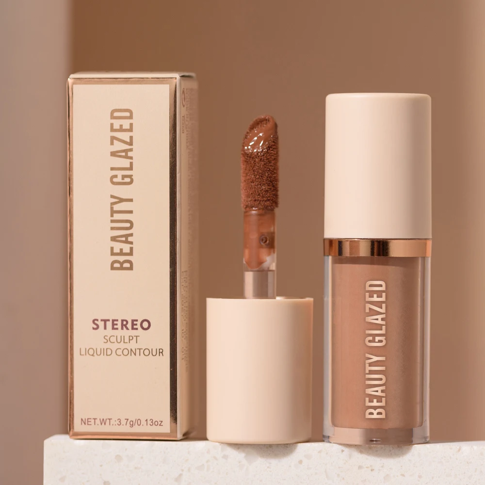 2025 beleza vitrificada contorno líquido de 2 cores para melhorar o contorno facial, à prova d'água, fosco, contorno modelador de rosto em v maquiagem facial