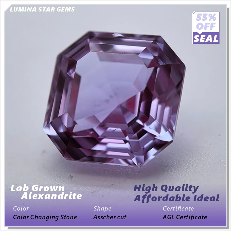 

Lab Grown Alexandrite Stone Asscher Cut change from Green to Purple High quality for Jewelry Making Selectable AGL Certificate z